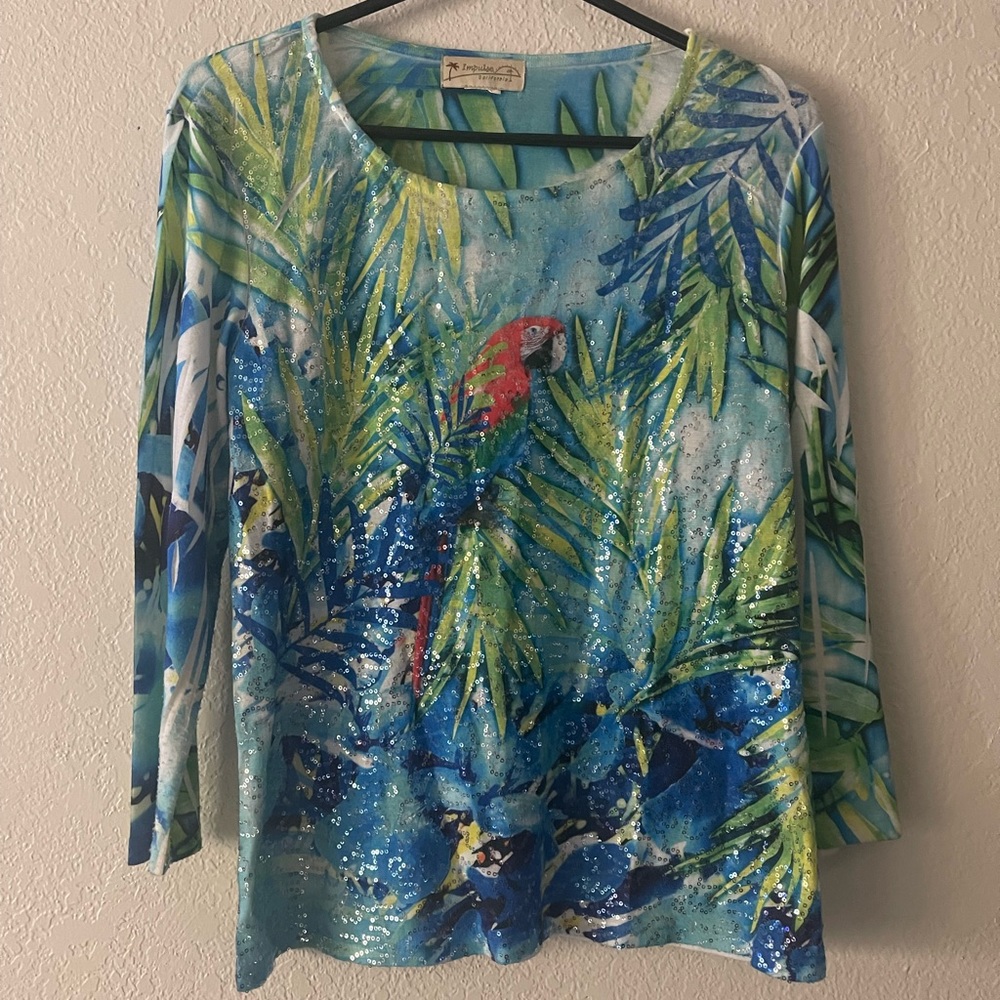Impulse California Womens Long Sleeve Top Parrot Size M